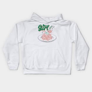 Girl Eating Spaghetti Kids Hoodie